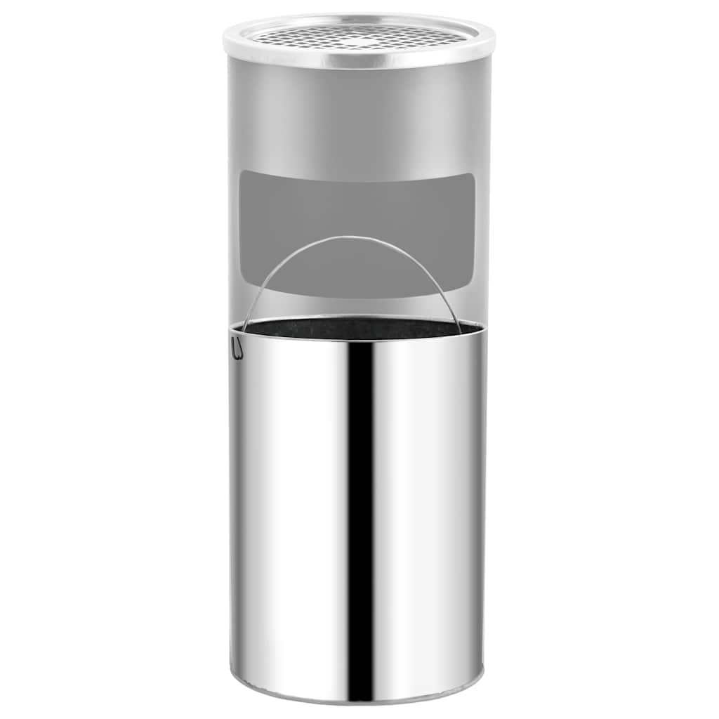 vidaXL Ashtray Dustbin 30 L Steel Grey