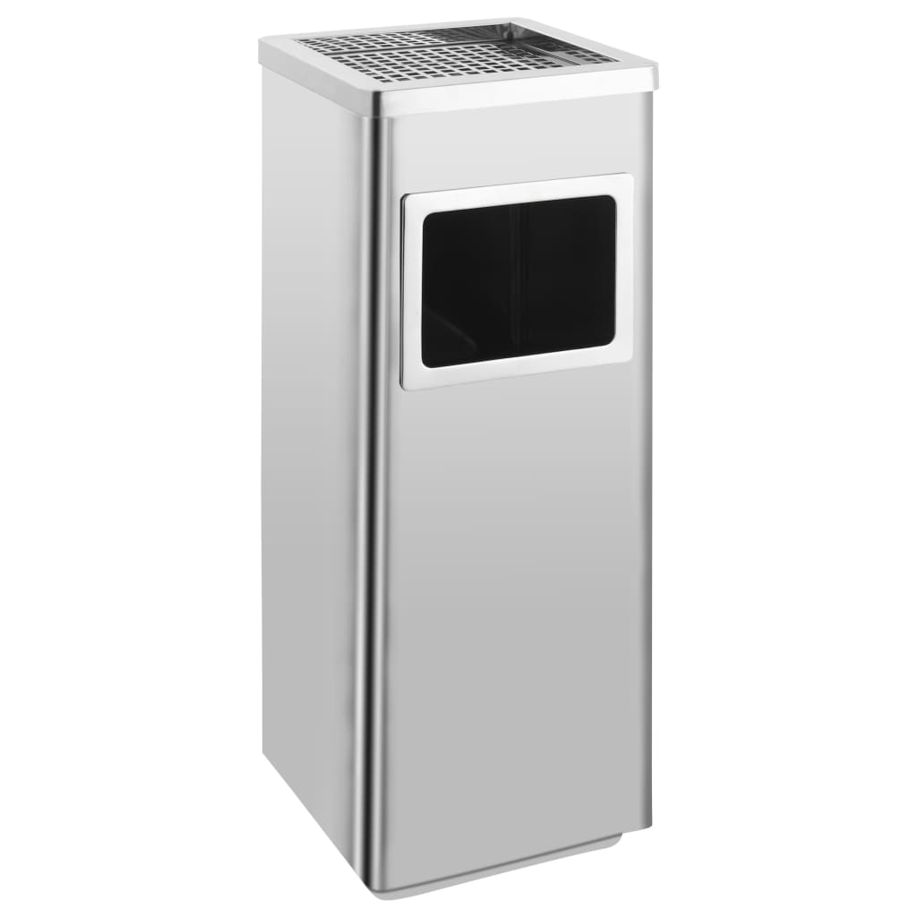 vidaXL Ashtray Dustbin Hotel 36 L Stainless Steel