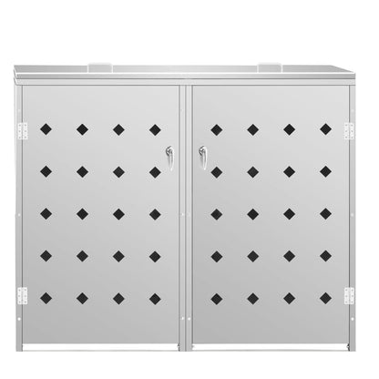 vidaXL Double Wheelie Bin Shed 240 L Stainless Steel