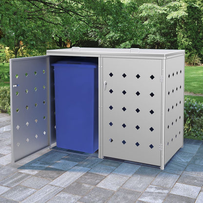 vidaXL Double Wheelie Bin Shed 240 L Stainless Steel