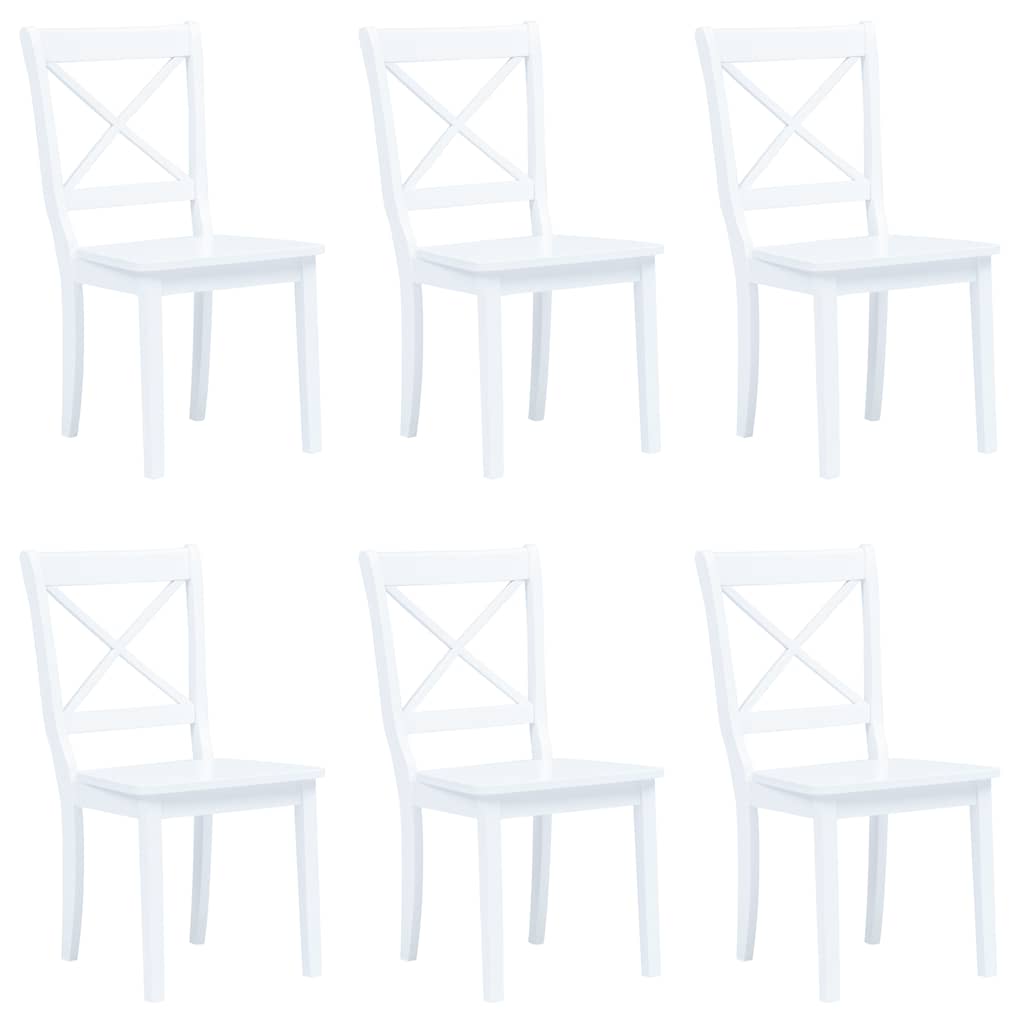 vidaXL Dining Chairs 6 pcs White Solid Rubber Wood