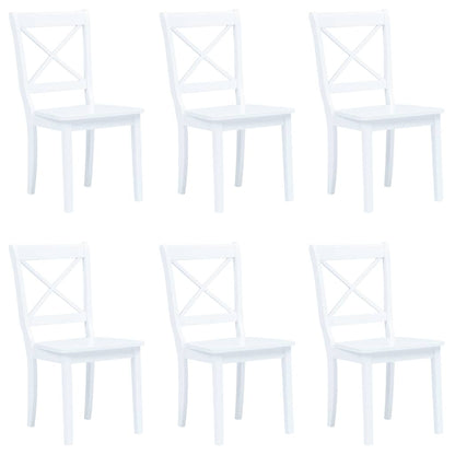 vidaXL Dining Chairs 6 pcs White Solid Rubber Wood