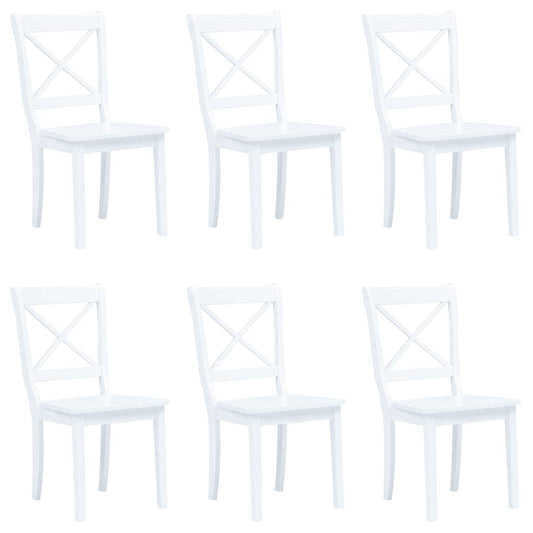 vidaXL Dining Chairs 6 pcs White Solid Rubber Wood