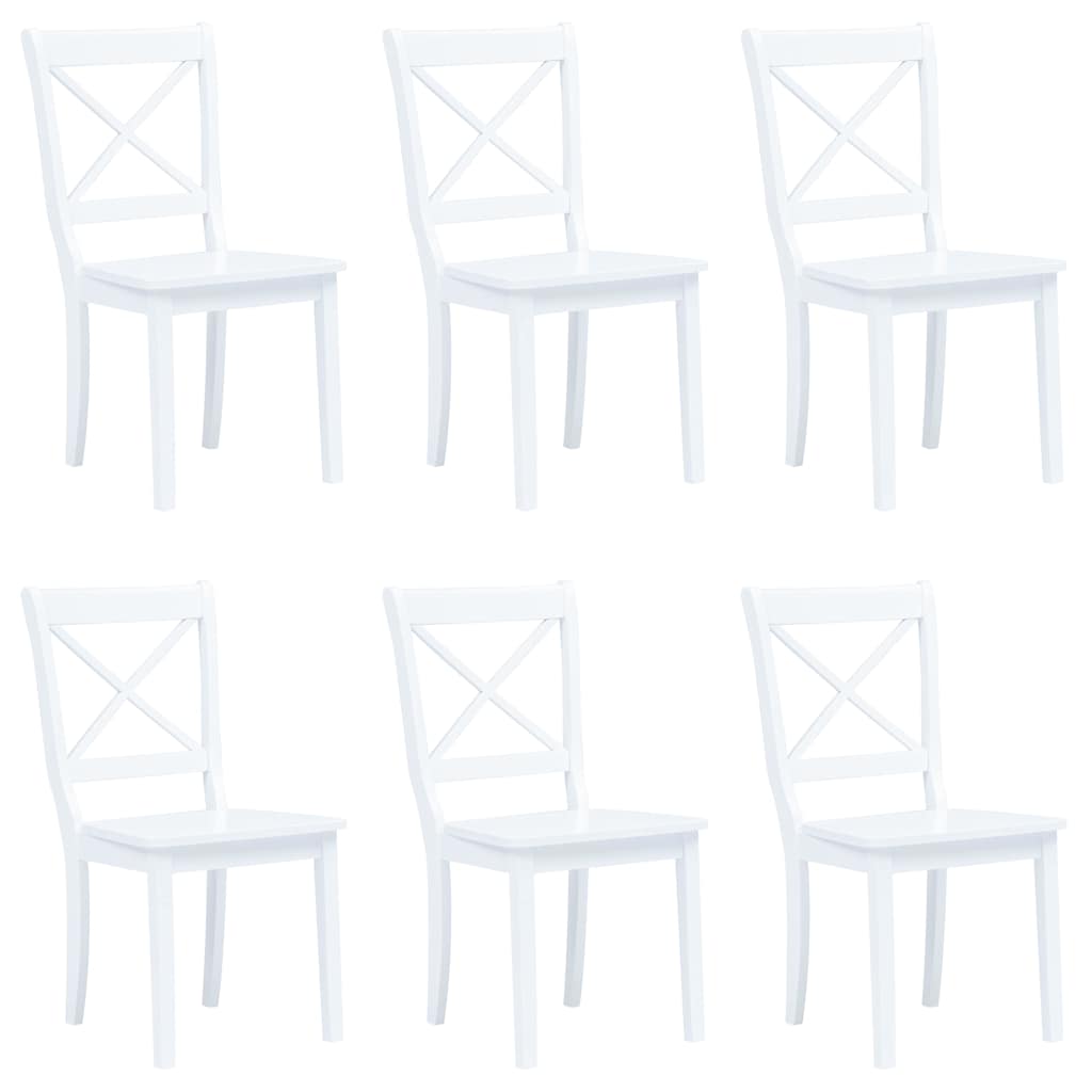 vidaXL Dining Chairs 6 pcs White Solid Rubber Wood