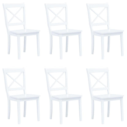 vidaXL Dining Chairs 6 pcs White Solid Rubber Wood