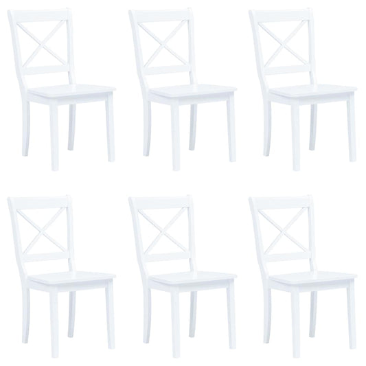 vidaXL Dining Chairs 6 pcs White Solid Rubber Wood
