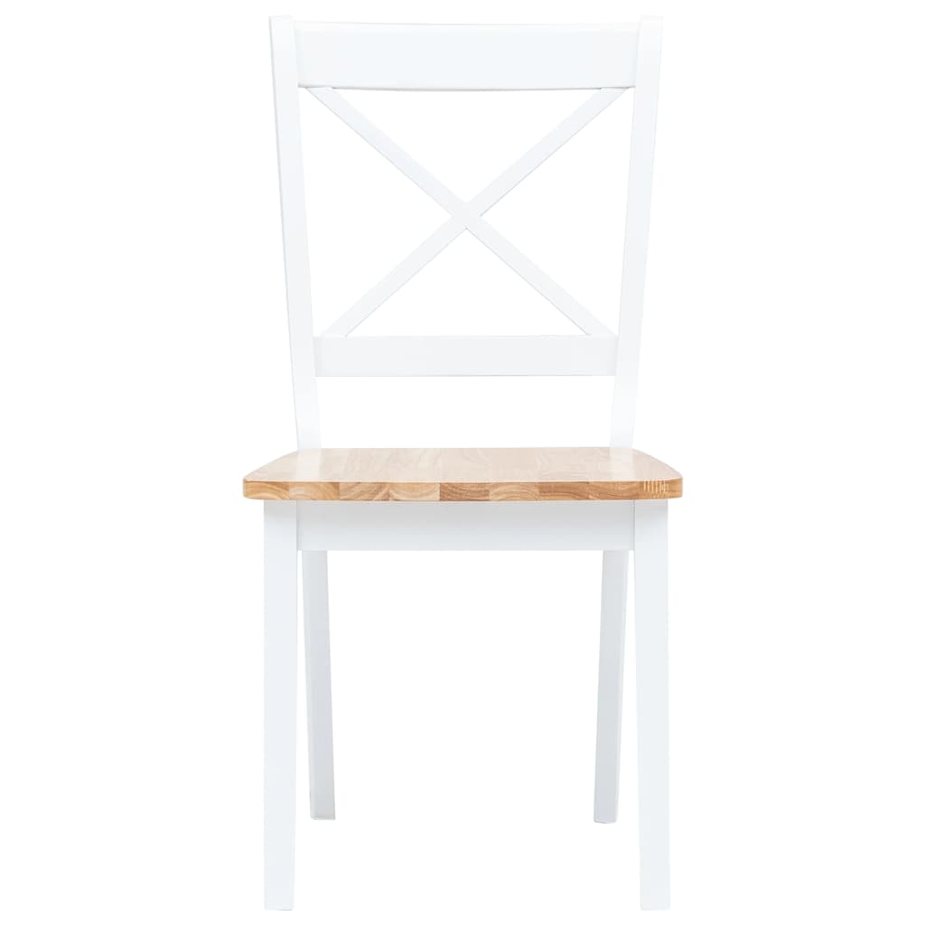 vidaXL Dining Chairs 6 pcs White and Light Wood Solid Rubber Wood