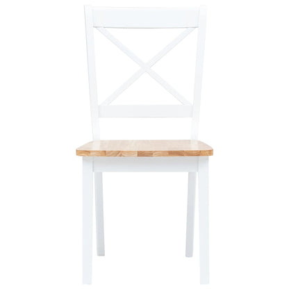vidaXL Dining Chairs 6 pcs White and Light Wood Solid Rubber Wood