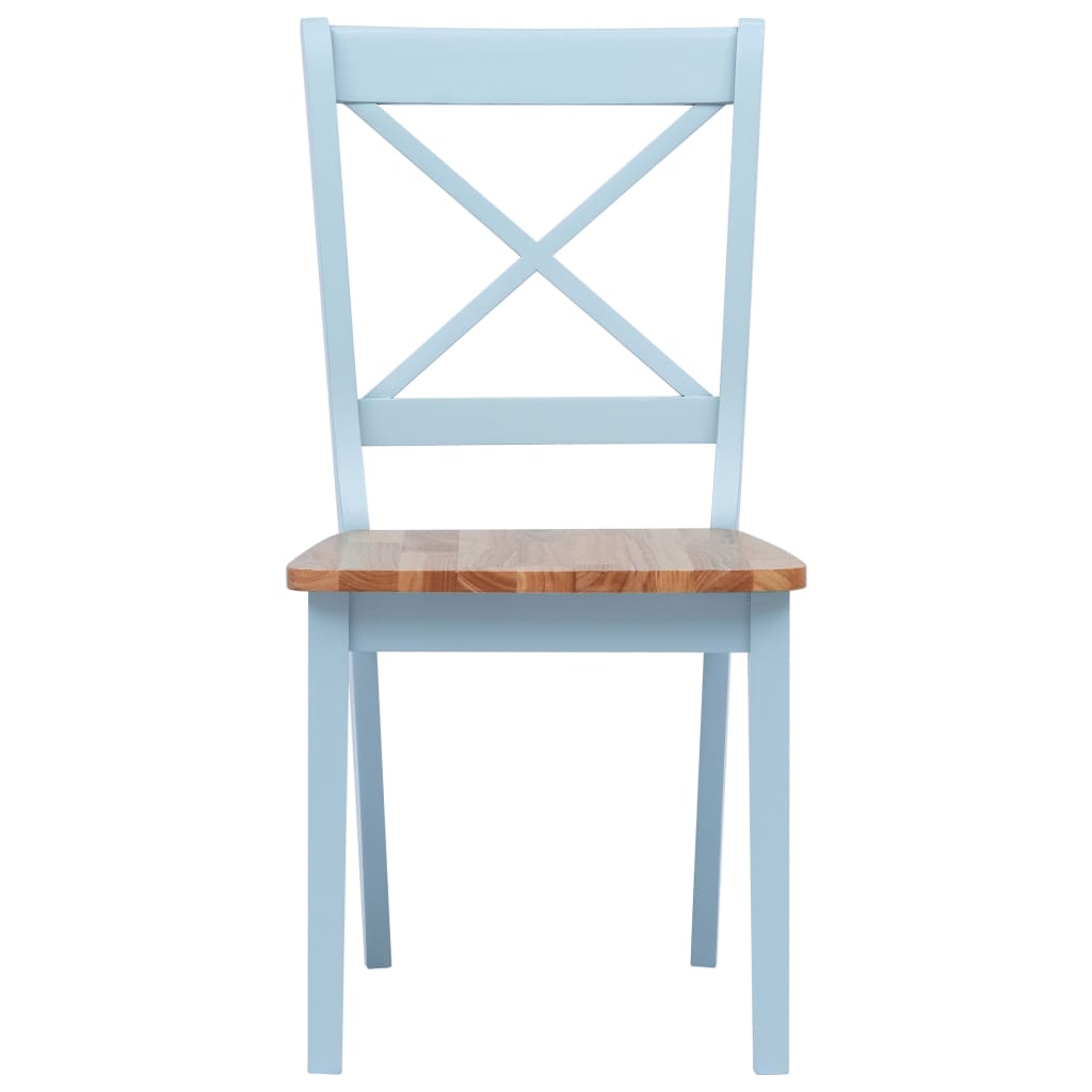 vidaXL Dining Chairs 6 pcs Grey and Light Wood Solid Rubber Wood