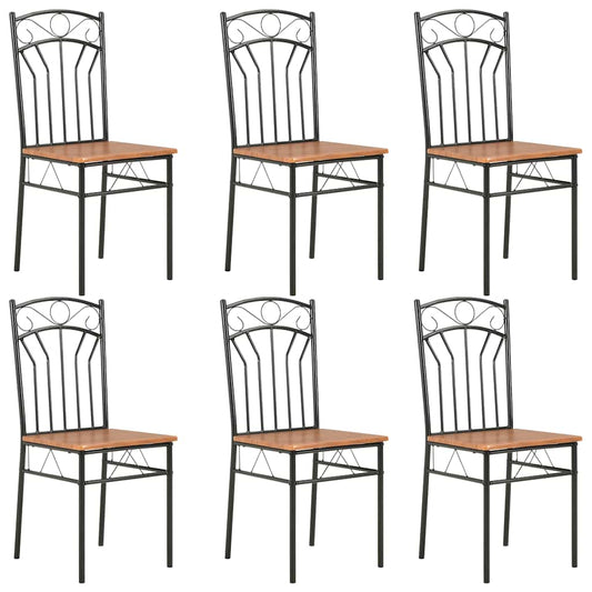 vidaXL Dining Chairs 6 pcs Brown MDF