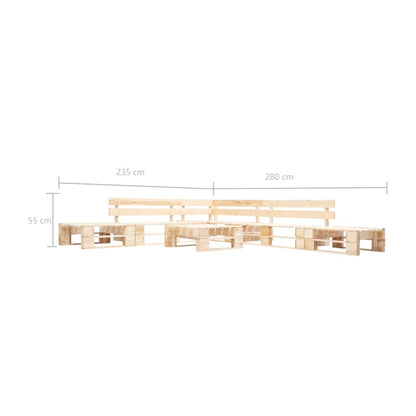 vidaXL Garden Lounge Set | Natural Wood | Impregnated Pinewood | 6 Piece Set
