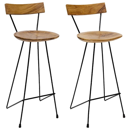 vidaXL Bar Stools 2 pcs Solid Teak Wood