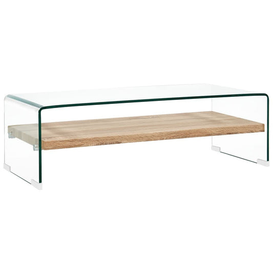 284743 vidaXL Coffee Table Clear 98x45x31 cm Tempered Glass