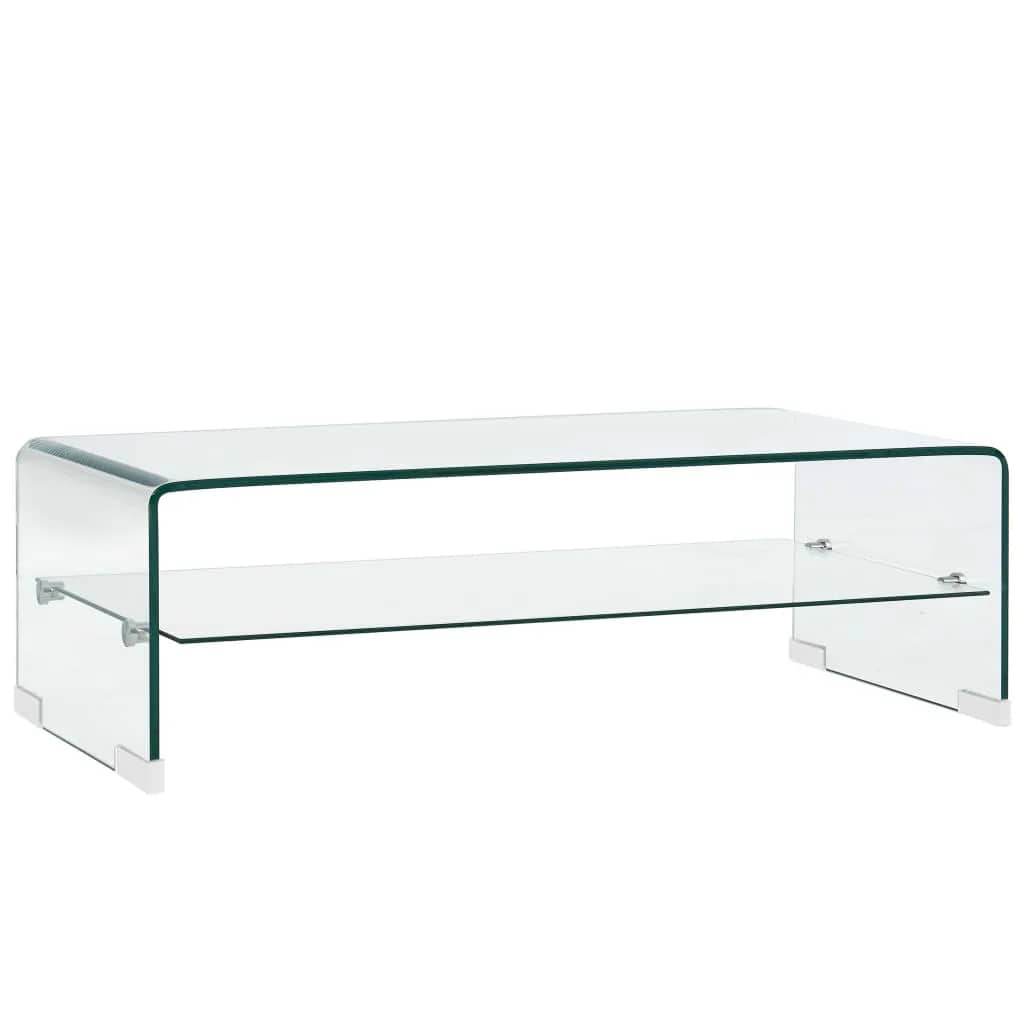 284745 vidaXL Coffee Table Clear 98x45x31 cm Tempered Glass