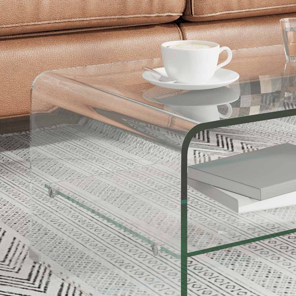 284745 vidaXL Coffee Table Clear 98x45x31 cm Tempered Glass