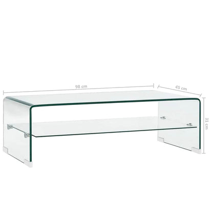 284745 vidaXL Coffee Table Clear 98x45x31 cm Tempered Glass