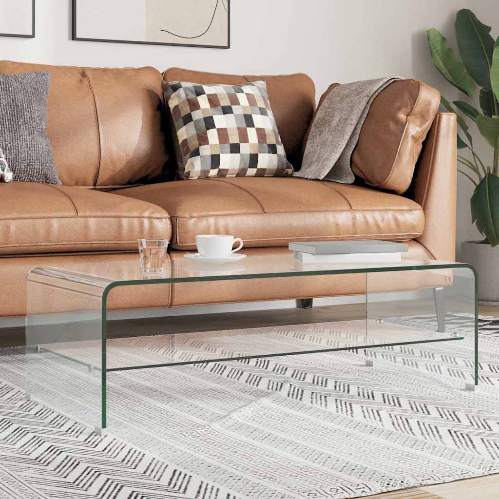 284745 vidaXL Coffee Table Clear 98x45x31 cm Tempered Glass