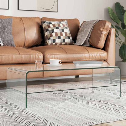 284745 vidaXL Coffee Table Clear 98x45x31 cm Tempered Glass