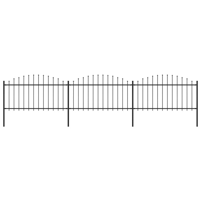 vidaXL Garden Fence with Spear Top Steel (1.25-1.5)x5.1 m Black