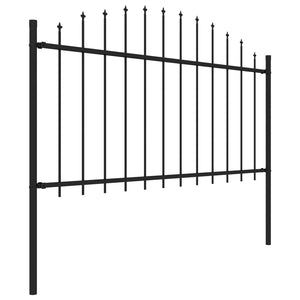 vidaXL Garden Fence with Spear Top Steel (1.25-1.5)x5.1 m Black