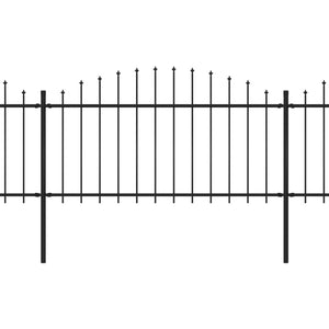vidaXL Garden Fence with Spear Top Steel (1.25-1.5)x8.5 m Black