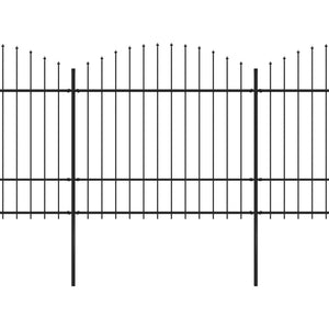 vidaXL Garden Fence with Spear Top Steel (1.5-1.75)x15.3 m Black