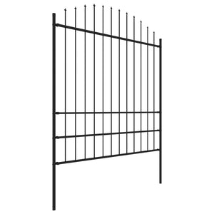 vidaXL Garden Fence with Spear Top Steel (1.75-2)x6.8 m Black
