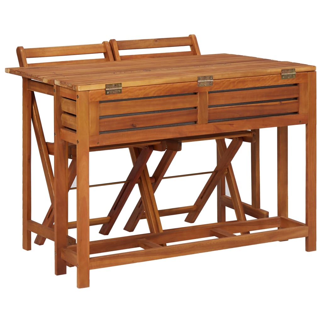 vidaXL Garden Planter Table With Chair | Brown | Solid acacia wood | Medium