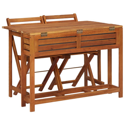 vidaXL Garden Planter Table With Chair | Brown | Solid acacia wood | Medium