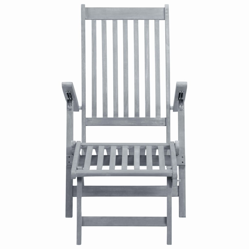 vidaXL Sun Lounger | Grey Wash | Acacia Hardwood | Full-Length | Foldable