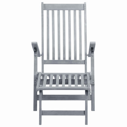 vidaXL Sun Lounger | Grey Wash | Acacia Hardwood | Full-Length | Foldable