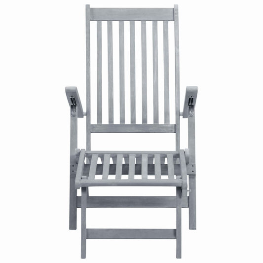vidaXL Sun Lounger | Grey Wash | Acacia Hardwood | Full-Length | Foldable