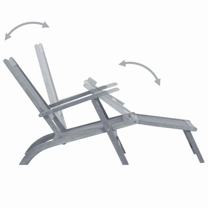 vidaXL Sun Lounger | Grey Wash | Acacia Hardwood | Full-Length | Foldable