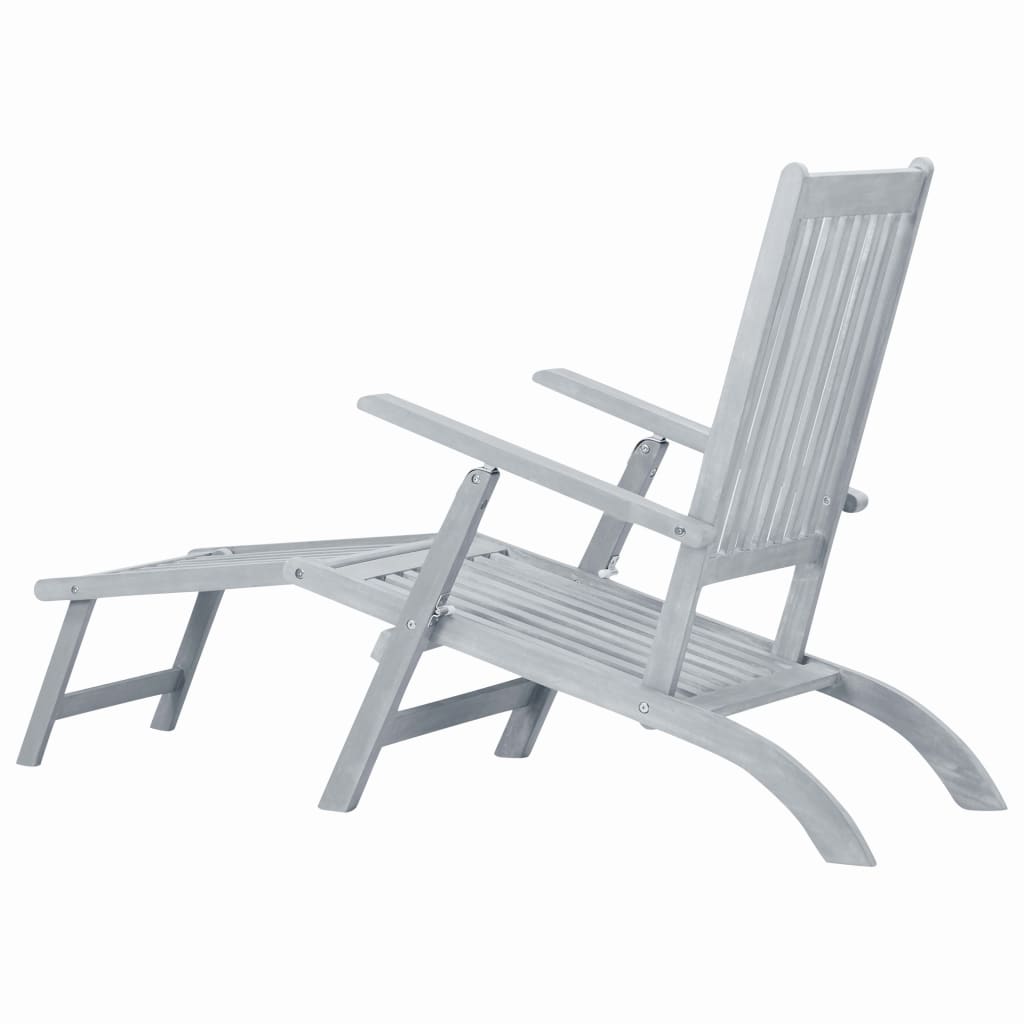 vidaXL Sun Lounger | Grey Wash | Acacia Hardwood | Full-Length | Foldable