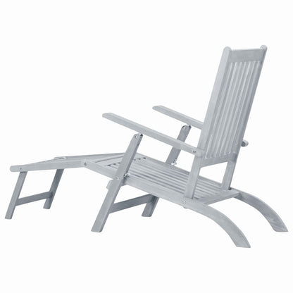 vidaXL Sun Lounger | Grey Wash | Acacia Hardwood | Full-Length | Foldable