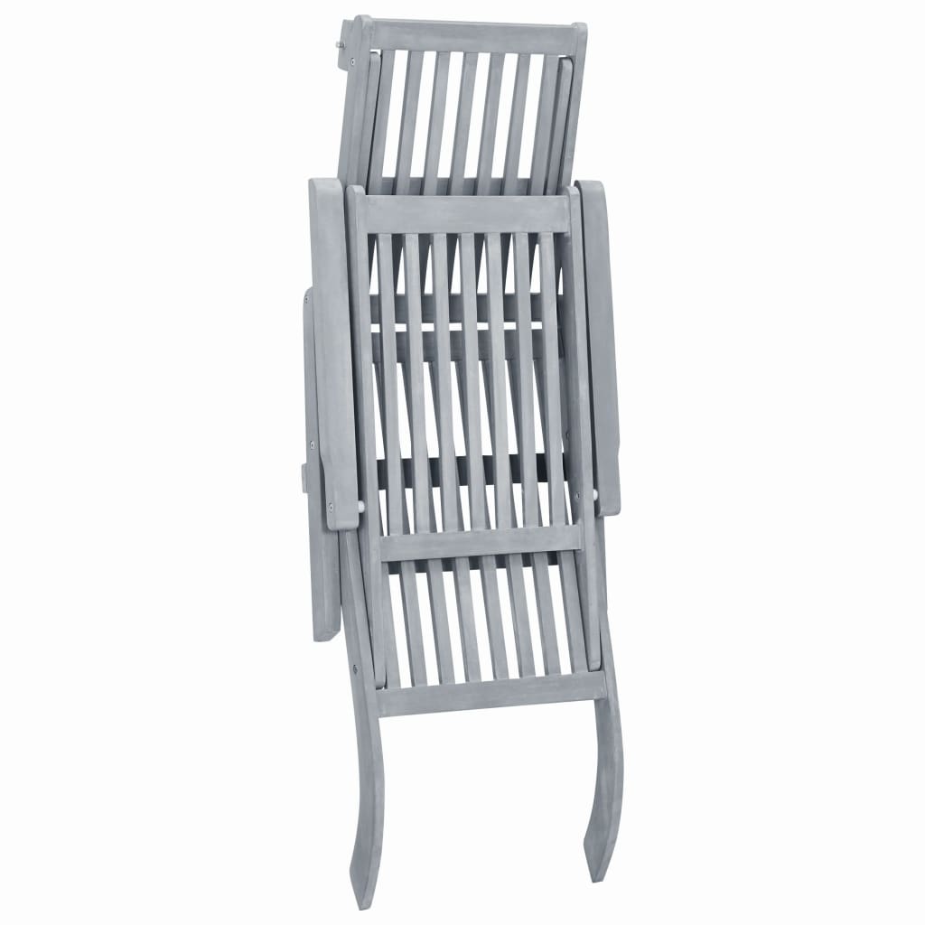 vidaXL Sun Lounger | Grey Wash | Acacia Hardwood | Full-Length | Foldable