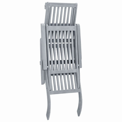vidaXL Sun Lounger | Grey Wash | Acacia Hardwood | Full-Length | Foldable