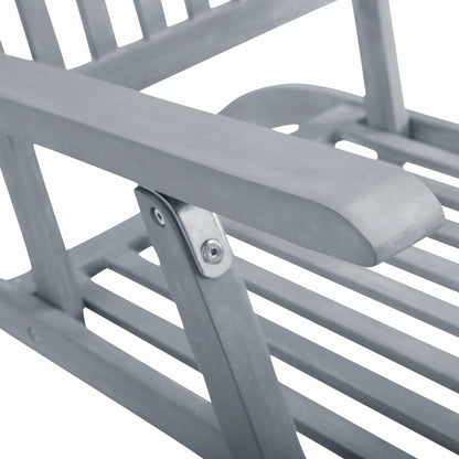 vidaXL Sun Lounger | Grey Wash | Acacia Hardwood | Full-Length | Foldable