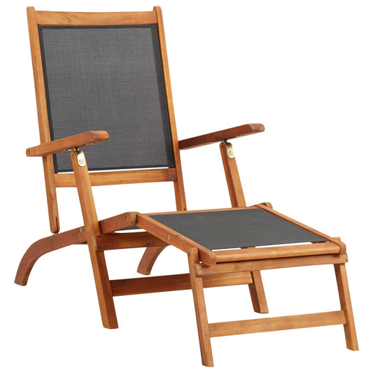 vidaXL Deck Chair | Black | Acacia wood | Standard |  Ergonomic  | Deck Chair