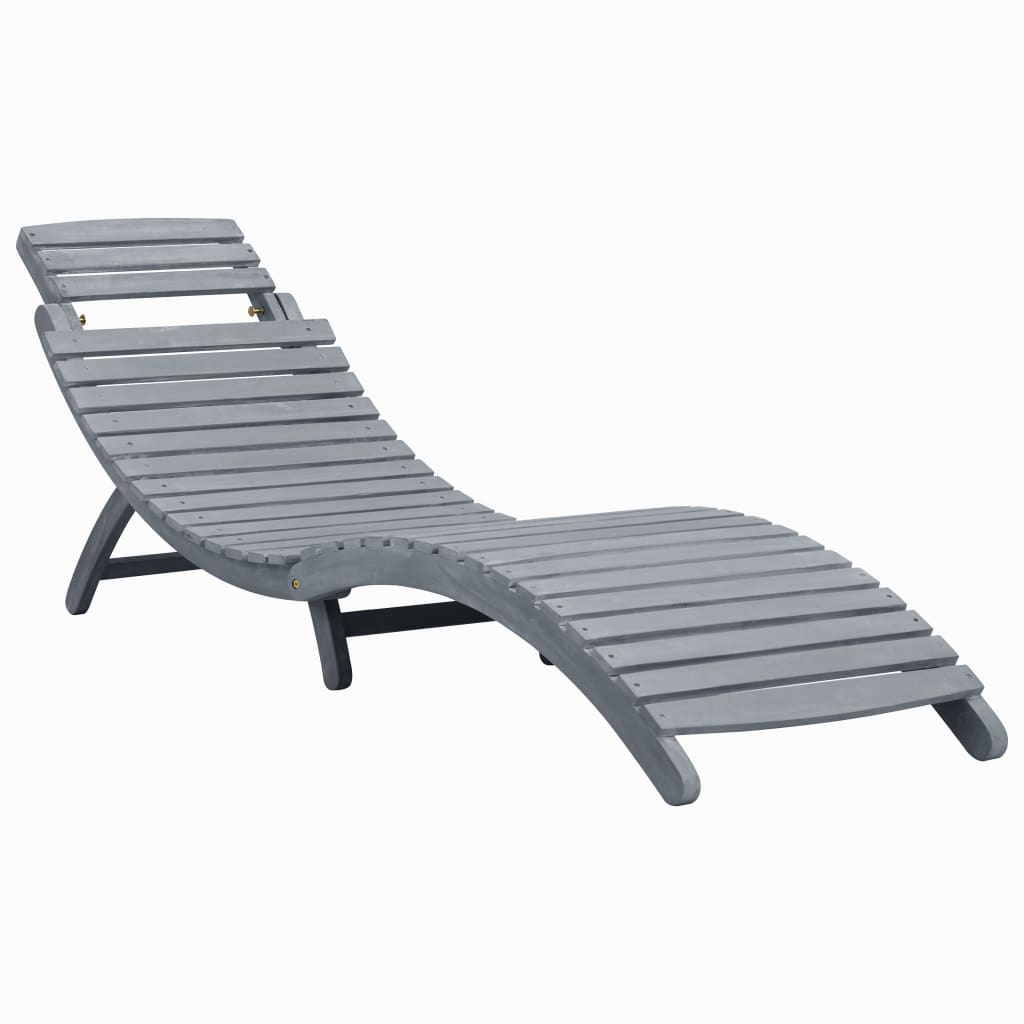 vidaXL Sun Lounger | Grey wash | Solid acacia wood | Standard Sun Lounger Size