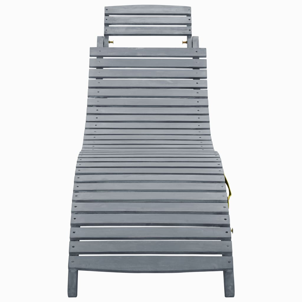 vidaXL Sun Lounger | Grey wash | Solid acacia wood | Standard Sun Lounger Size
