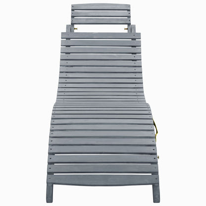 vidaXL Sun Lounger | Grey wash | Solid acacia wood | Standard Sun Lounger Size