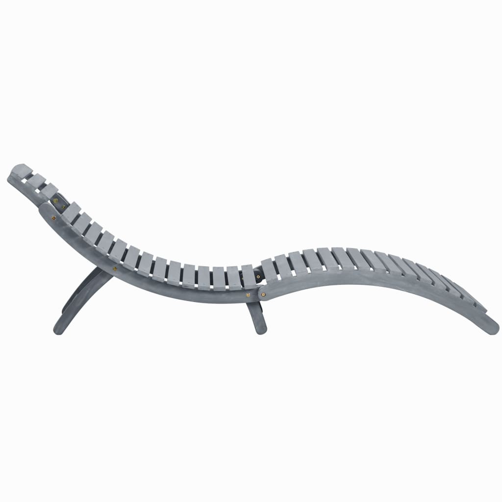 vidaXL Sun Lounger | Grey wash | Solid acacia wood | Standard Sun Lounger Size