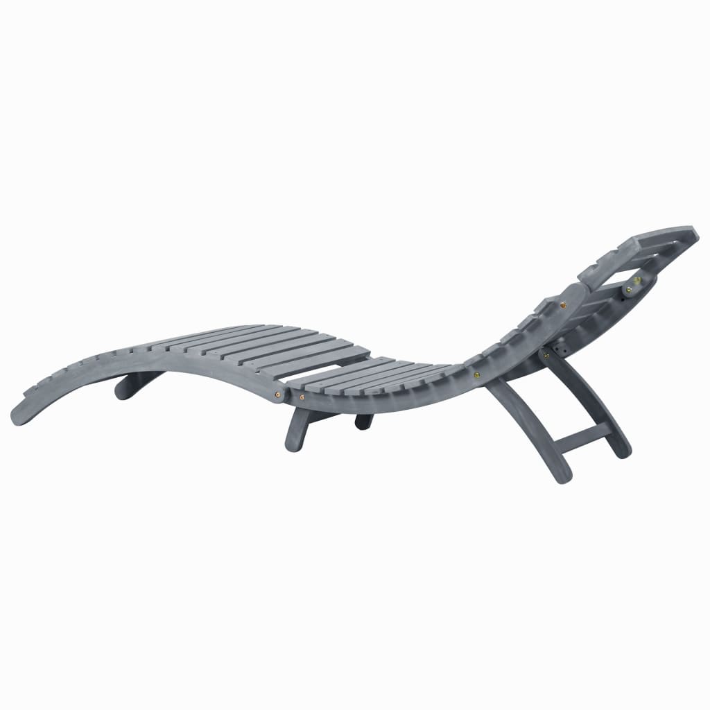 vidaXL Sun Lounger | Grey wash | Solid acacia wood | Standard Sun Lounger Size