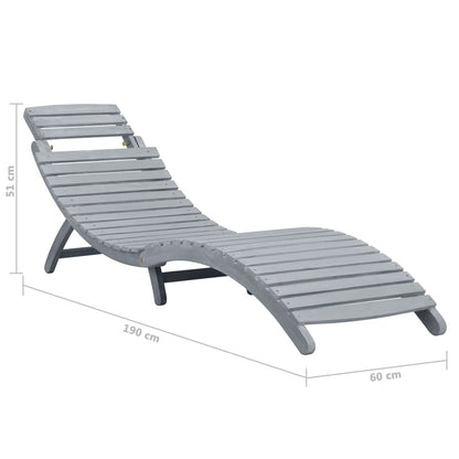 vidaXL Sun Lounger | Grey wash | Solid acacia wood | Standard Sun Lounger Size