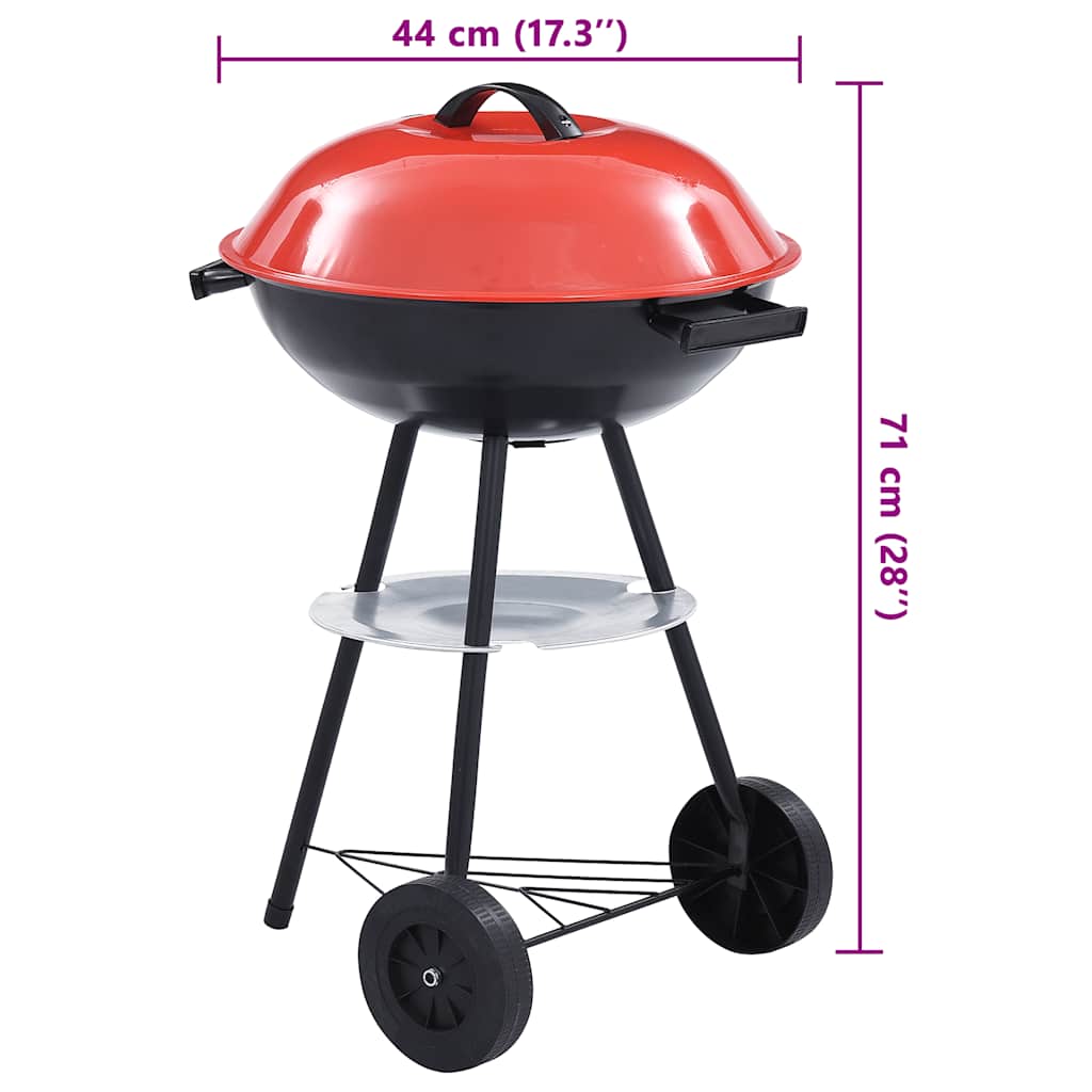 vidaXL Portable XXL Charcoal Kettle BBQ Grill with Wheels 44 cm