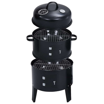 vidaXL 3-in-1 Charcoal Smoker BBQ Grill 40x80 cm