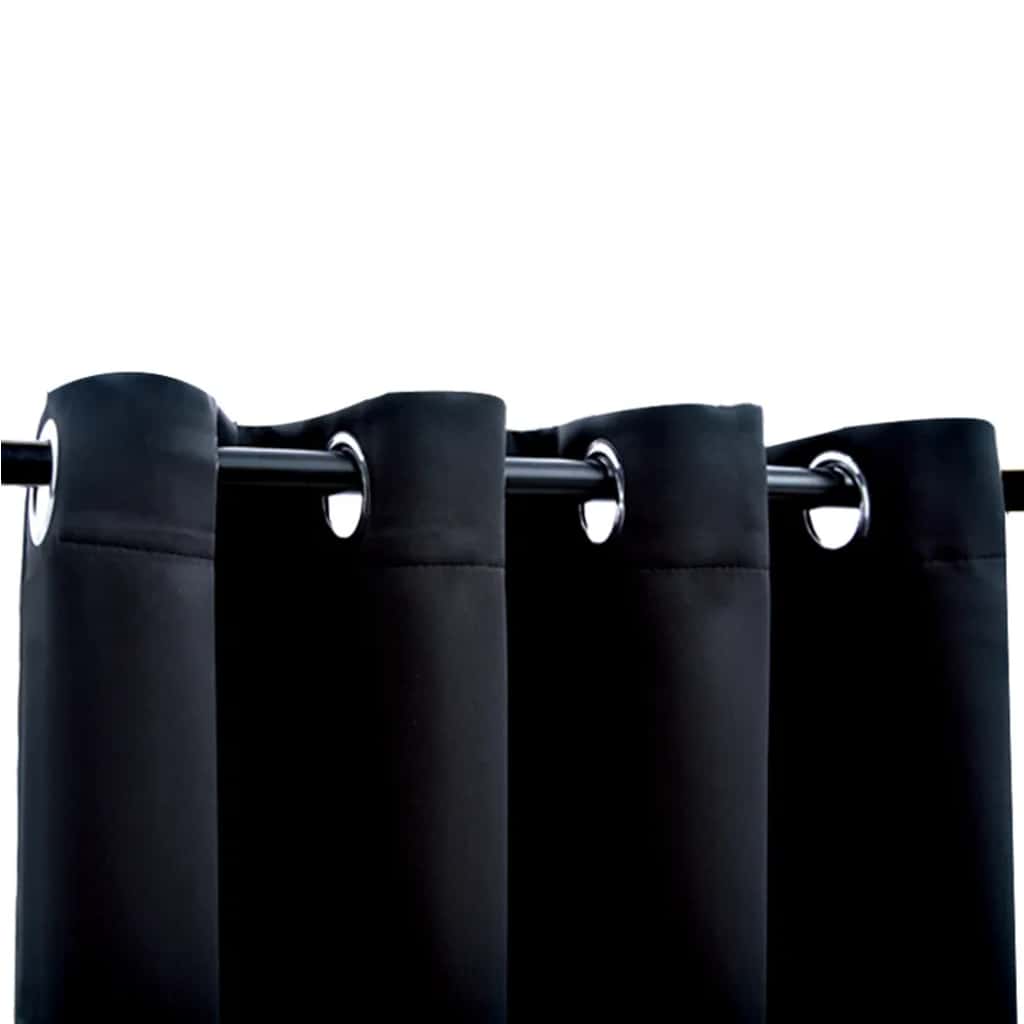 vidaXL Blackout Curtains with Metal Rings 2 pcs Black 140x245 cm