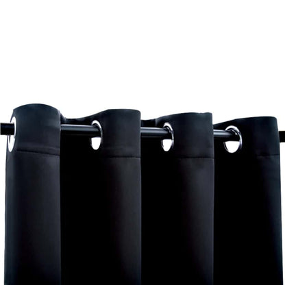 vidaXL Blackout Curtains with Metal Rings 2 pcs Black 140x245 cm