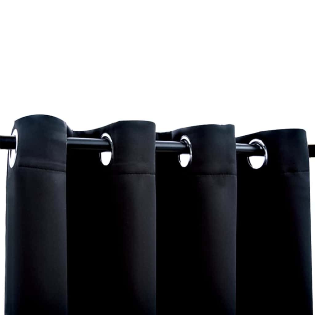 134412 vidaXL Blackout Curtains with Metal Rings 2 pcs Black 140x245 cm